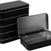 31I2EHqdNeL._AC_-7.jpg Forever bene 6 Pack Empty Tins with Lids, Blank Small Metal Containers for Survival Gear, Workshop Parts, EDC Storage with Labels - Black 5.9x3.5x1.2 inch