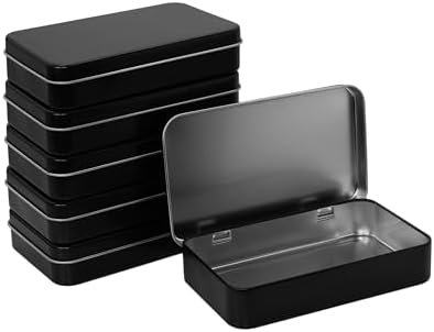 Forever bene 6 Pack Empty Tins with Lids, Blank Craft Organizers and Storage for Diamond Art, Sewing, Bead Organizer with Labels - Silver 5.9x3.5x1.2 inch