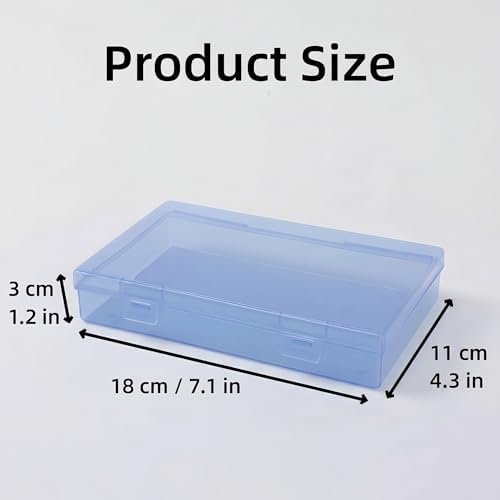 Forever bene 4-Pack Blue Plastic Storage Boxes with Lids, Medium Organizer Containers for Small Parts, Crafts, Office Supplies,Nail Tool Box, Makeup Brush Holder Plastic Case(180x110x30mm)