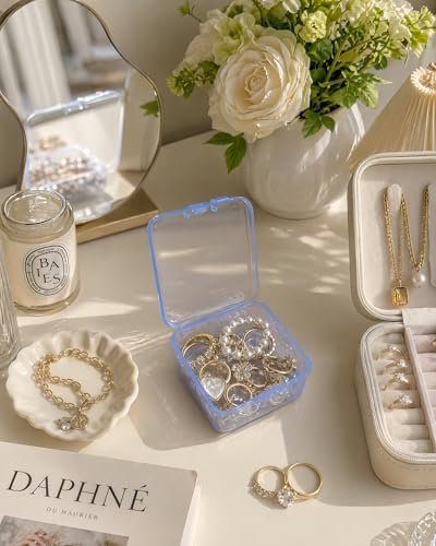 Forever bene Square Plastic Storage Boxes with Lids, Organizer Containers for Small Parts, Crafts, Jewelry, Office Supplies,Nails, SMT components (Clear, 28 Pcs 3 x 3 x 1 in)