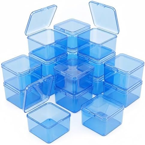 Forever bene Square Plastic Storage Boxes with Lids, Organizer Containers for Small Parts, Crafts, Jewelry, Office Supplies,Nails, SMT components (Clear, 30 Pcs 2 Size)