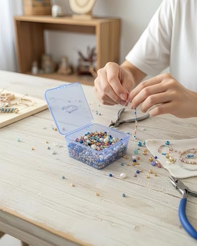 Forever bene Square Plastic Storage Boxes with Lids, Organizer Containers for Small Parts, Crafts, Jewelry, Office Supplies,Nails, SMT components (Clear, 30 Pcs 2 Size)