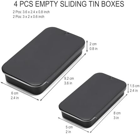 DIY Alcohol Push-Pull Box Small Metal Box With Slider Lid-4 Pcs+Forever bene Tin Box Small Metal Storage Box w/Clear LSliding metal box, bird taming food box, pet food box, bead storage box, metal box