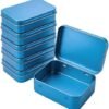 41WUtEgu6WL._AC_-2.jpg Forever bene 6 Pack Blue Metal Tins with Hinged Lids, 3.7x2.4x0.9 Inches Small Tin Box Containers with Bonus Labels, Metal Card Storage Box for Playing Cards, Bar Soap Travel Container, Solid Cologne