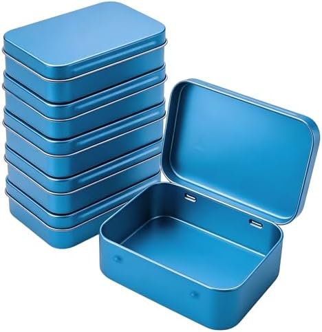 41WUtEgu6WL._AC_-2.jpg Forever bene 6 Pack Blue Metal Tins with Hinged Lids, 3.7x2.4x0.9 Inches Small Tin Box Containers with Bonus Labels, Metal Card Storage Box for Playing Cards, Bar Soap Travel Container, Solid Cologne