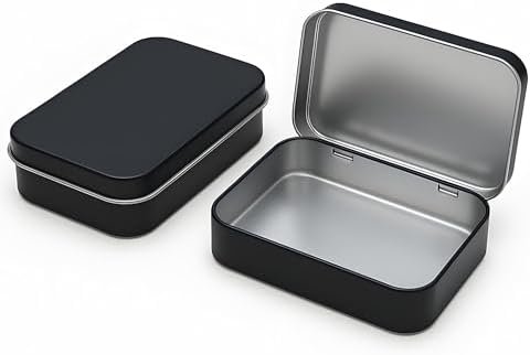 Forever bene Flip-Top Tin Rectangular Metal Tin Boxes with Hinged Lids, Empty Storage Containers in for Gift Cards, Crafts, Hardware & EDC Survival Kits (White, 12 Pcs 4.5" x 3.5" x 0.9")