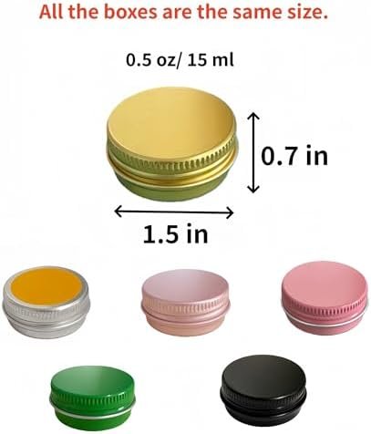 Forever Bene Black Aluminum Tins with Screw Lids, 0.5 oz Small Metal Containers, 32 Pack Refillable Mini Tins for Hair Wax, Pomade Storage, Lip Balm, Salve, DIY Organization With label stickers