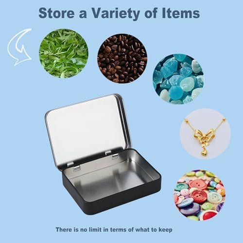 Forever bene Flip-Top Tin Rectangular Metal Tin Boxes with Hinged Lids, Empty Storage Containers in for Gift Cards, Crafts, Hardware & EDC Survival Kits (White, 2 Pcs 4.5" x 3.5" x 0.9")