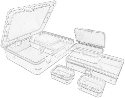 41tRtfKk7cL._AC_-2.jpg Forever bene 9 Pack Clear Plastic Container with Lid Set, Assorted Sizes Mini Storage Boxes with Bonus Marking Labels for DIY Crafts, Snap Beads, Charms, Stickers, SMT Components, Hardware