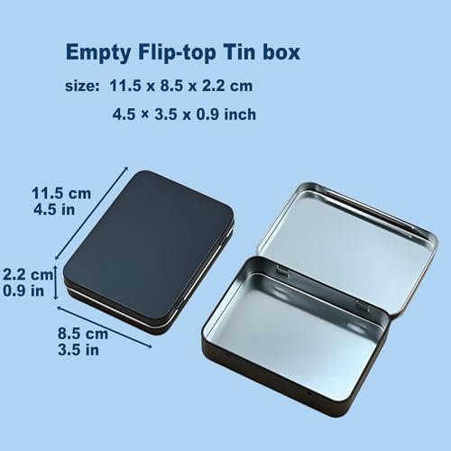 Forever bene 2 Pcs Flip-Top Tin Rectangular Metal Tin Boxes with Hinged Lids (4.5 x 3.5 x 0.9 Inch), Empty Storage Containers in for Gift Cards, Crafts, Hardware & EDC Survival Kits