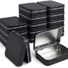 Forever bene 20 Small Sizes+20 Large Sizes Small Metal Box With Lid -20 Cookie Jars With Lid Metal Jar Lens Wet Wipes Storage Container Black Mini Portable Empty Hinge Jar