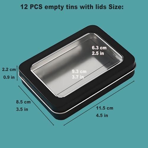 41xdqxkFC0L._AC_.jpg Forever bene Tin Box-12 Pcs w/Clear Lid f+12 PCS Solid Lid 4.5" x 3.5" x 0.9"