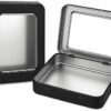 41ykHcepTYL._AC_-6.jpg Forever bene Tin Box Small Metal Storage Box w/Clear Lid - Portable for Beads, JewelryCrafts, Zyn Tin,Mint Candy,Small Items Travel,Stackable (Black, 2 Pcs 4.5" x 3.5" x 0.9")