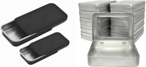 DIY Alcohol Push-Pull Box Small Metal Box With Slider Lid-4 Pcs+Forever bene Tin Box Small Metal Storage Box w/Clear LSliding metal box, bird taming food box, pet food box, bead storage box, metal box