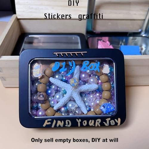 Forever bene Tin Box-12 Pcs Small Metal Storage Containers w/Clear Lid for Beads,Jewelry,Crafts,Mint Candy,Small Items,gift card tins,DIY,+Adhesive Label,Metal Tins with Lids (Black 12 Pcs)