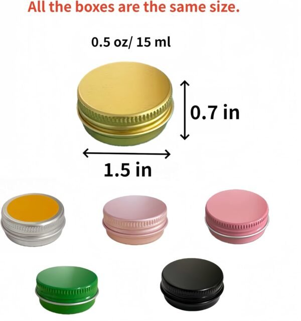 Forever Bene Black Aluminum Tins with Screw Lids, 0.5 oz Small Metal Containers, 32 Pack Refillable Mini Tins for Hair Wax, Pomade Storage, Lip Balm, Salve, DIY Organization With label stickers