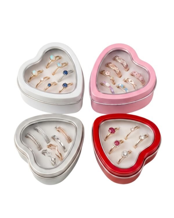 Version 1.0.0 Forever Bene 4 Pack Heart Shaped Tins with Clear Window Lids, 2.5 oz Empty Candle Tins 2.3x2.4x1.1 Inches, Mixed Color Variety Pack for Color Demander DIY Crafts,Empty Tin Box Multicolour