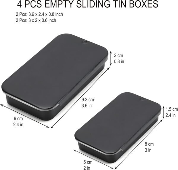 DIY Alcohol Push-Pull Box Small Metal Box With Slider Lid-4 Pcs+Forever bene Tin Box Small Metal Storage Box w/Clear LSliding metal box, bird taming food box, pet food box, bead storage box, metal box