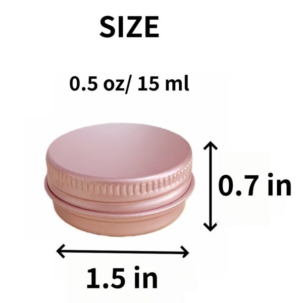 Version 1.0.0 Forever Bene Rose Gold Aluminum Tins with Screw Lids, 32 Pack 0.5 oz Small Metal Containers, Refillable Mini Tins for Hair Wax, Pomade Storage, Lip Balm, Salve, DIY Organization With Label Stickers