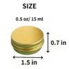 Version 1.0.0 Forever Bene Gold Aluminum Tins with Screw Lids, 0.5 oz Small Metal Jars, 32 Pack Refillable Mini Containers for Travel, Samples, Cosmetics, DIY Storage,With Label Stickers Alu Box