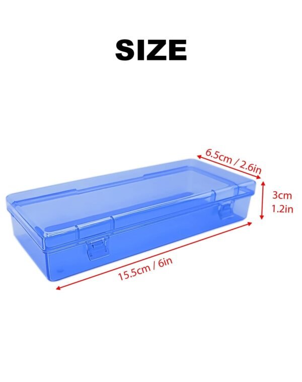 Forever bene 6 Pack Blue Plastic Storage Boxes with Hinged Lids, 6x2.6x1.2 Inches Long Rectangular Organizer for Diamond Art Accessories, Beads, Crafts