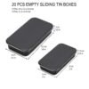 Forever bene 20 Pack Slide Top Metal Tins, Matte Black Rectangular Empty Containers with Lids,Small Portable Storage Box for Beads,Crafts,Hardware,Jewelry - Includes 10 Large (3.6") and 10 Small (3")