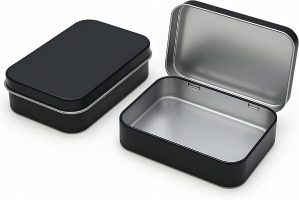 Forever bene Flip-Top Tin Rectangular Metal Tin Boxes with Hinged Lids, Empty Storage Containers in for Gift Cards, Crafts, Hardware & EDC Survival Kits (White, 2 Pcs 4.5" x 3.5" x 0.9")