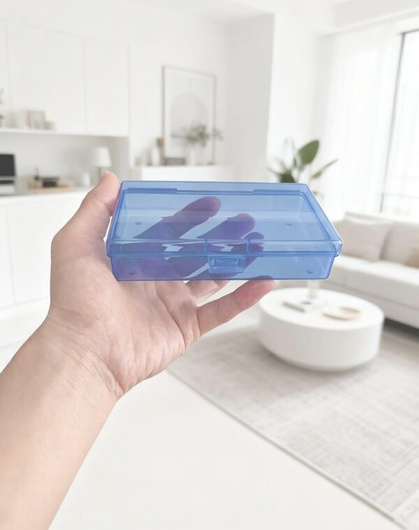 Version 1.0.0 Forever bene 8-Pack Clear Plastic Organizer Boxes,Small Parts Storage Containers with Secure Latch Lids for Craft Supplies,Jewelry, Beads,Office Nail Tools (Blue, 5.3" x 3.2" x 1.2")