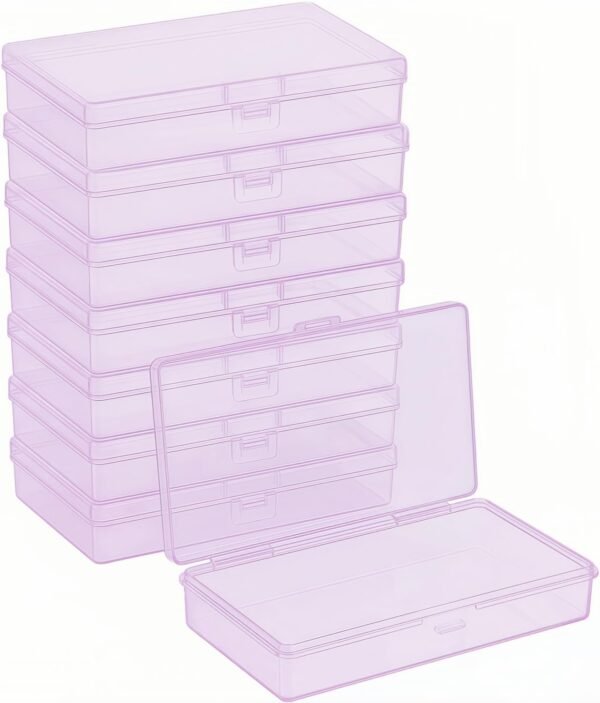 Version 1.0.0 Forever bene 8-Pack Clear Plastic Organizer Boxes,Small Parts Storage Containers with Secure Latch Lids for Craft Supplies,Jewelry, Beads,Office Nail Tools (Pink, 5.3" x 3.2" x 1.2")