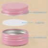 Forever Bene Pink Aluminum Tins with Screw Lids, 0.5 oz Small Metal Containers, 32 Pack Refillable Mini Tins for Cosmetics, Personal Care, Organization, DIY Storage,With Label Stickers Alu Box