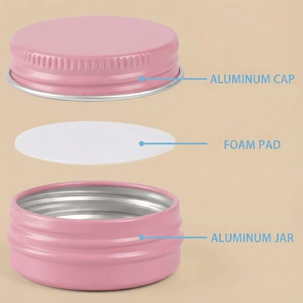 Forever Bene Pink Aluminum Tins with Screw Lids, 0.5 oz Small Metal Containers, 32 Pack Refillable Mini Tins for Cosmetics, Personal Care, Organization, DIY Storage,With Label Stickers Alu Box