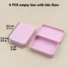 Version 1.0.0 Forever bene 6 Pack Pink Metal Tins with Hinged Lids, 3.7x2.4x0.9 Inches Small Tin Box Containers with Bonus Labels, Pocket Size Blank Cases for Guitar Picks, Sewing Needles, Crafts Packaging