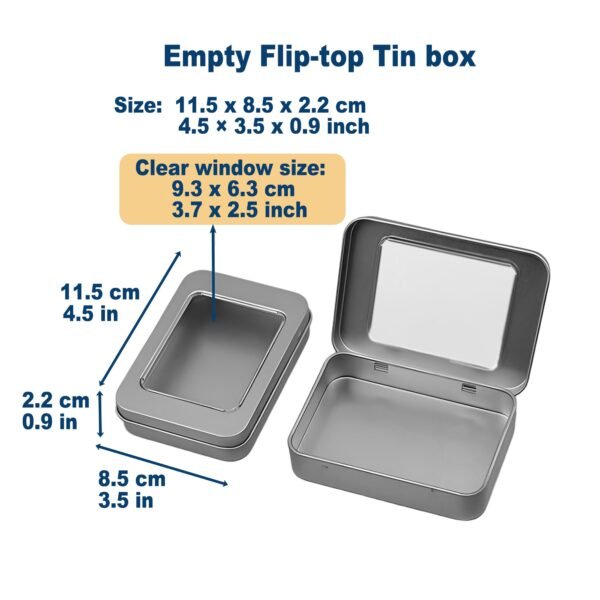 Version 1.0.0 Forever Bene Tin Box Small Metal Storage Box w/Clear Lid - Portable for Beads, JewelryCrafts, Zyn Tin,Mint Candy,Small Items Travel,Stackable,DIY,Versatile,With Adhesive Label (Silvery 12 Pcs)
