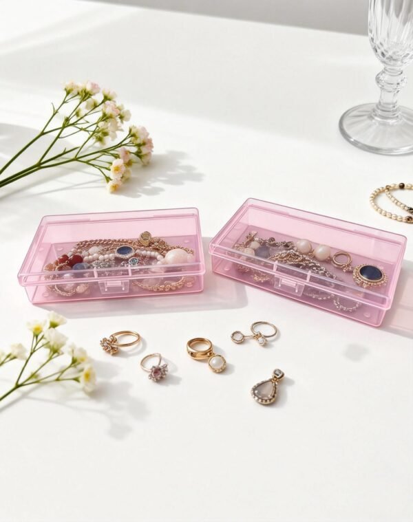 Version 1.0.0 Forever bene 8-Pack Clear Plastic Organizer Boxes,Small Parts Storage Containers with Secure Latch Lids for Craft Supplies,Jewelry, Beads,Office Nail Tools (Pink, 5.3" x 3.2" x 1.2")
