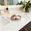 Version 1.0.0 Forever Bene Rose Gold Aluminum Tins with Screw Lids, 32 Pack 0.5 oz Small Metal Containers, Refillable Mini Tins for Hair Wax, Pomade Storage, Lip Balm, Salve, DIY Organization With Label Stickers