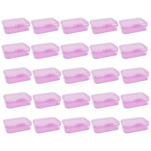 Forever bene 30-Pack Small Plastic Storage Boxes with Secure Lids, Organizer Containers for Beads, Jewelry, Crafts, Small Parts Collection (65x45x20mm) - Pink Plastic Case
