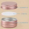 Version 1.0.0 Forever Bene Rose Gold Aluminum Tins with Screw Lids, 32 Pack 0.5 oz Small Metal Containers, Refillable Mini Tins for Hair Wax, Pomade Storage, Lip Balm, Salve, DIY Organization With Label Stickers