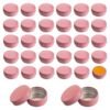 Forever Bene Pink Aluminum Tins with Screw Lids, 0.5 oz Small Metal Containers, 32 Pack Refillable Mini Tins for Cosmetics, Personal Care, Organization, DIY Storage,With Label Stickers Alu Box
