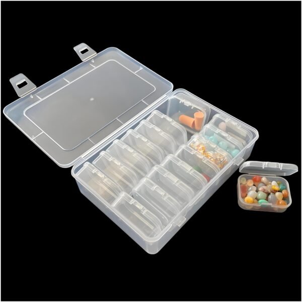 Version 1.0.0 Forever bene Small Bead Organizers Mini Clear Bead Storage-16 Pack Clear Plastic Boxes For beads organization,DIY project,nail art tools,diamond, small items,with Sheets Label Stickers