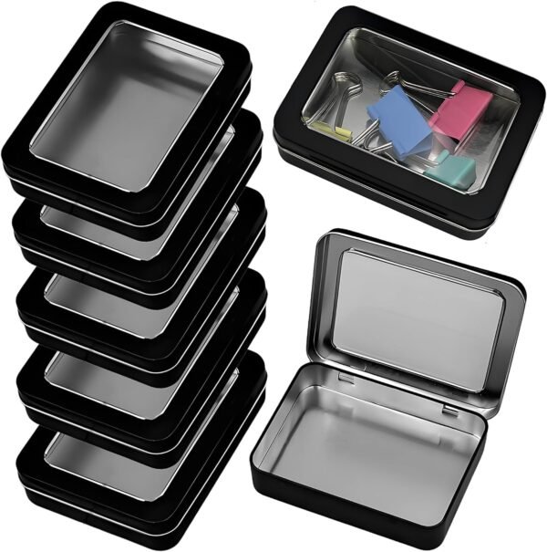 7166cvAD9EL._AC_SL1500_.jpg Forever bene Tin Box-12 Pcs w/Clear Lid f+12 PCS Solid Lid 4.5" x 3.5" x 0.9"
