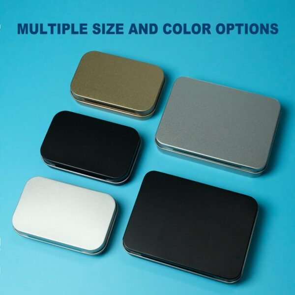 Forever Bene 2 Pcs Flip-Top Tin Rectangular Metal Tin Boxes with Hinged Lids (4.5 x 3.5 x 0.9 Inch), Empty Storage Containers in for Gift Cards, Crafts, Hardware & EDC Survival Kits, Silver