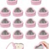 Forever Bene 16 Pack Heart Shaped Tins with Clear Window Lids, 2.5 oz Empty Candle Tins 2.3x2.4x1.1 Inches, Salve Tins with Lids for Lip Balm - Pink