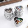 Forever Bene 16 Pack Heart Shaped Tins with Clear Window Lids, 2.5 oz Empty Candle Tins 2.3x2.4x1.1 Inches, Small Metal Containers for Crafts - Silver