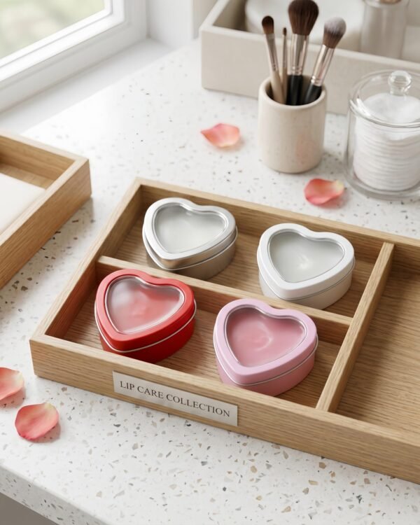Version 1.0.0 Forever Bene 4 Pack Heart Shaped Tins with Clear Window Lids, 2.5 oz Empty Candle Tins 2.3x2.4x1.1 Inches, Mixed Color Variety Pack for Color Demander DIY Crafts,Empty Tin Box Multicolour