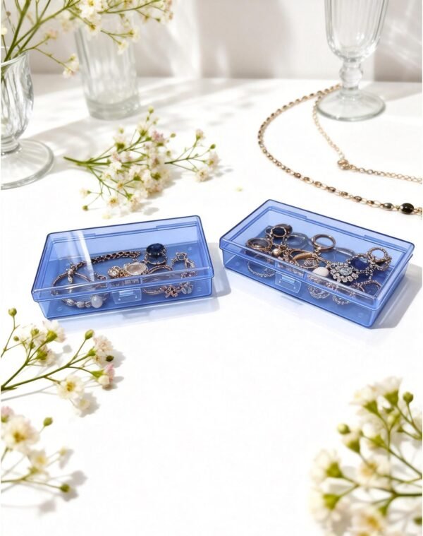 Version 1.0.0 Forever bene 8-Pack Clear Plastic Organizer Boxes,Small Parts Storage Containers with Secure Latch Lids for Craft Supplies,Jewelry, Beads,Office Nail Tools (Blue, 5.3" x 3.2" x 1.2")