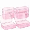 Forever bene 8 Pack Pink Plastic Storage Boxes with Lids, 4.5x3.3x1.1 Inches Small Organizer Containers with Bonus Marking Labels for Beads, Jewelry, DIY Crafts