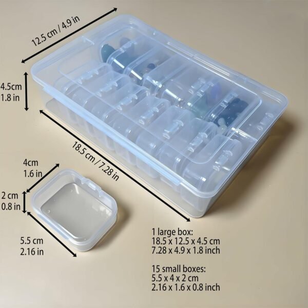 Version 1.0.0 Forever bene Small Bead Organizers Mini Clear Bead Storage-16 Pack Clear Plastic Boxes For beads organization,DIY project,nail art tools,diamond, small items,with Sheets Label Stickers