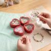 Forever Bene 16 Pack Heart Shaped Tins with Clear Window Lids, 2.5 oz Empty Candle Tins 2.3x2.4x1.1 Inches for Valentine Party Favors, Romantic Gifts - Red