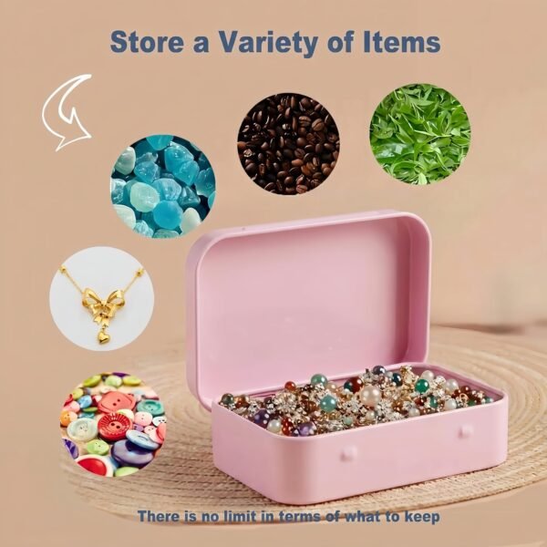 Version 1.0.0 Forever bene 6 Pack Pink Metal Tins with Hinged Lids, 3.7x2.4x0.9 Inches Small Tin Box Containers with Bonus Labels, Pocket Size Blank Cases for Guitar Picks, Sewing Needles, Crafts Packaging