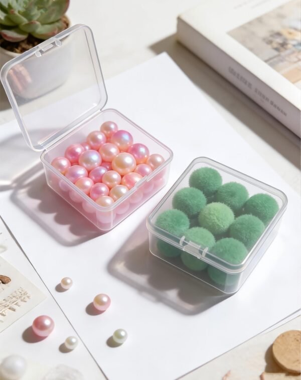 Forever bene 17 Pack Clear Plastic Storage Boxes with Lids,Beading Storage 3x3x1.4 Inches Square Organizer Containers for Small Parts, Crafts, Jewelry, SMT Components